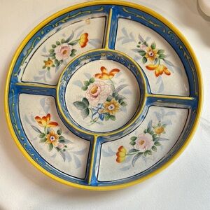 Vintage Blue and Yellow Floral Accent Decor